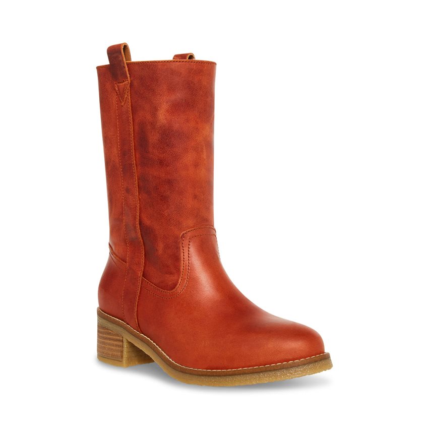 Brown Steve Madden Winny Rust Leather Women's High Boots | PH 7589KUQ